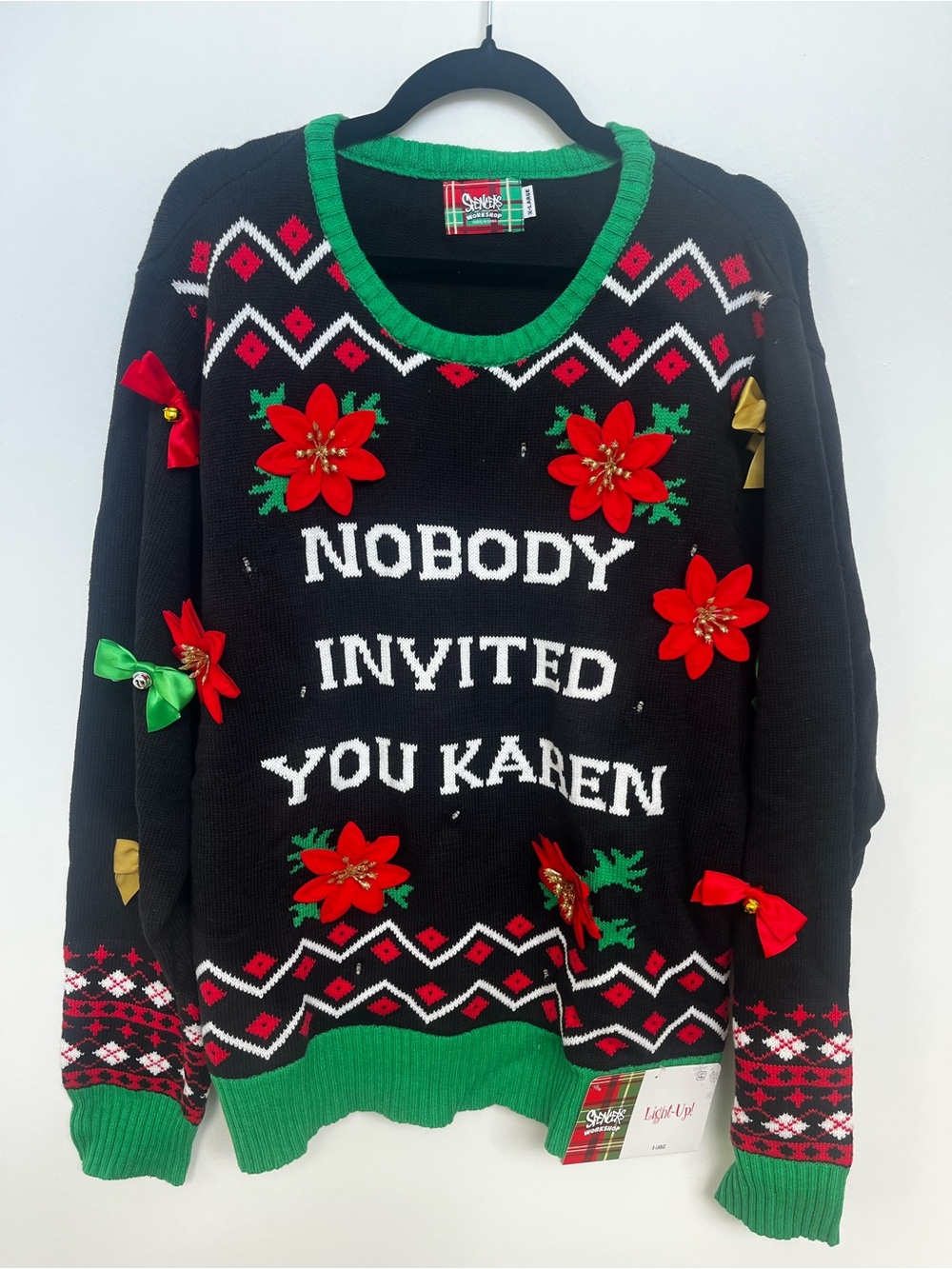 Spencer's Black Crewneck Ugly Holiday Sweater